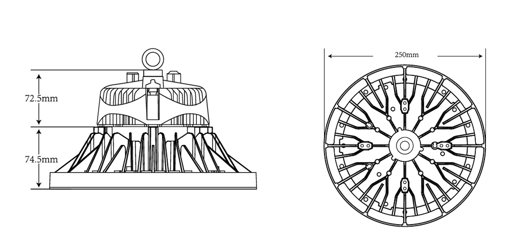 size chart of LED UFO light