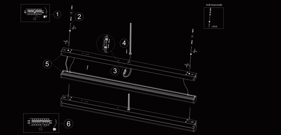 LED linear light mounting options