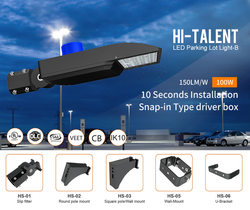 hi-talent led parking lot light