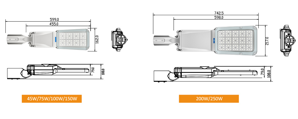 size of hi-rise street light