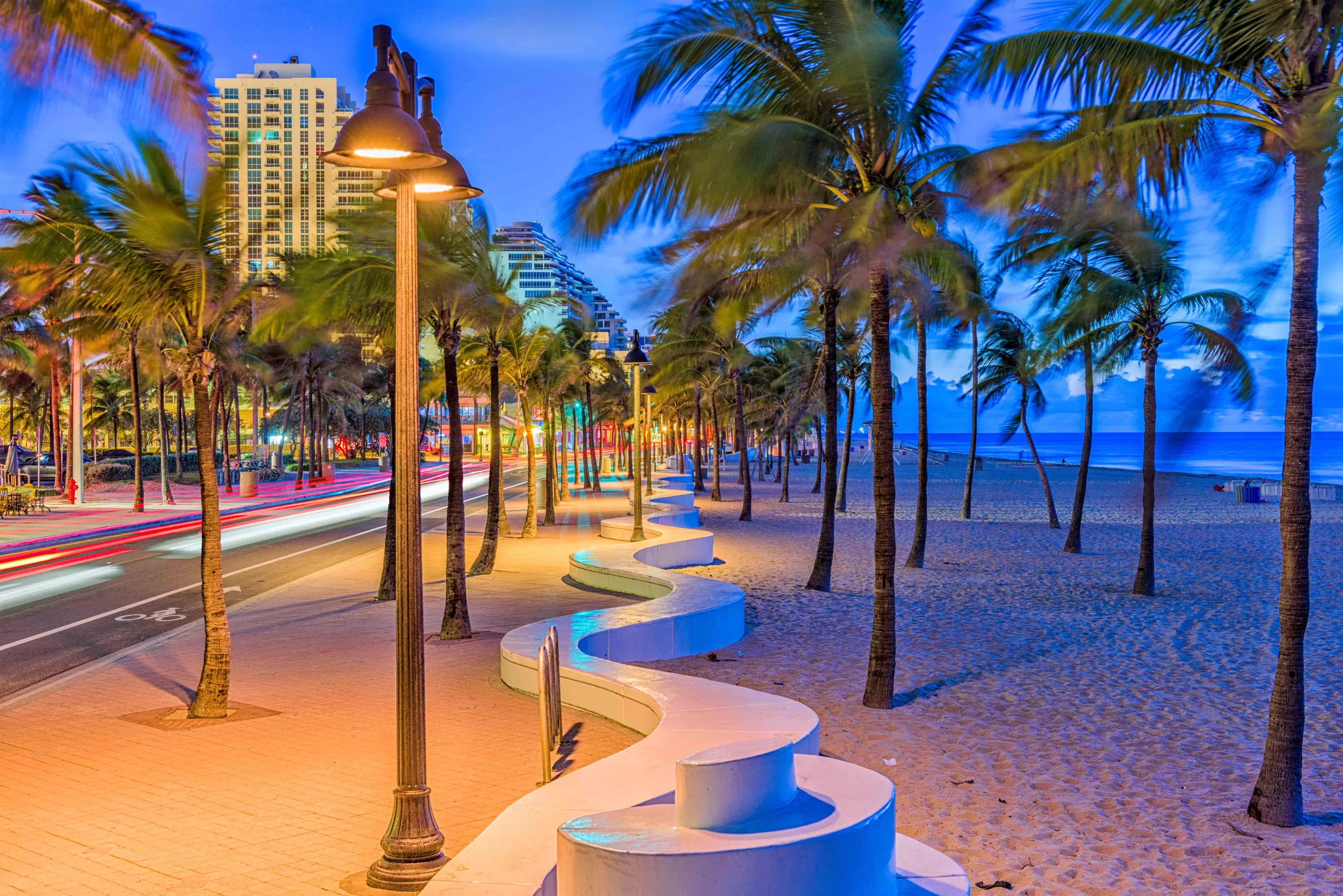 led street light in the seaside city