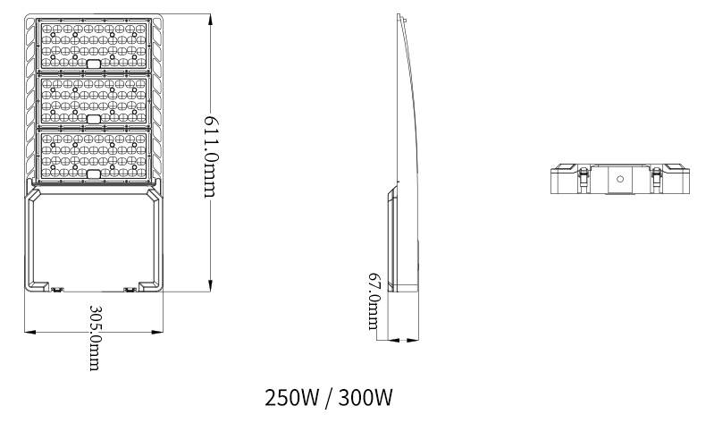 Product size of 300 Watt LED Sports Light