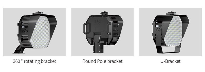 Various mounting brackets：360 ° rotating bracket, round pole bracket, U-Bracket