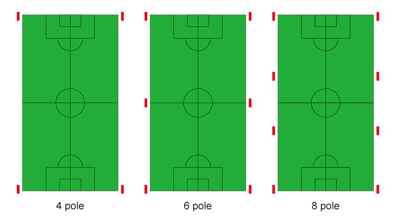 How many options are there for the installation of football field light poles?