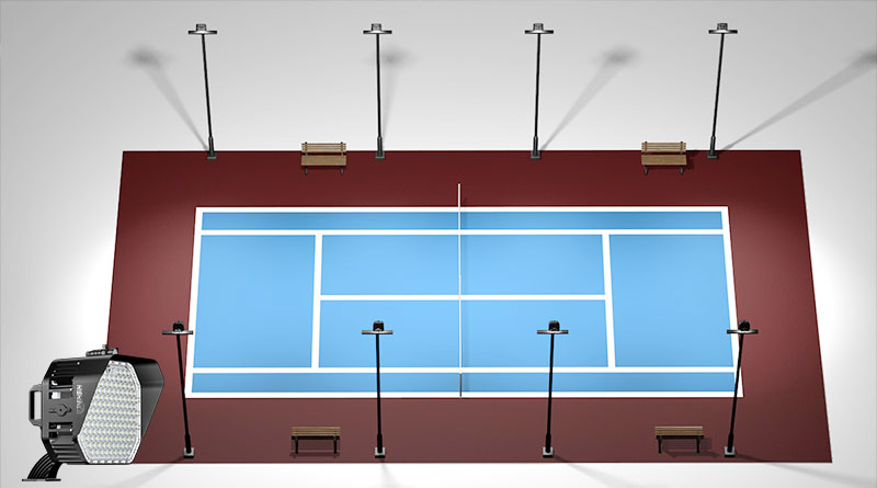 Standard tennis court lighting layout plan