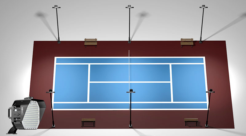 Economical tennis court lighting layout plan