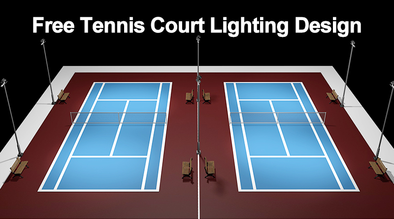 светодиодный светильник для теннисного корта Бесплатная симуляция DIALUX