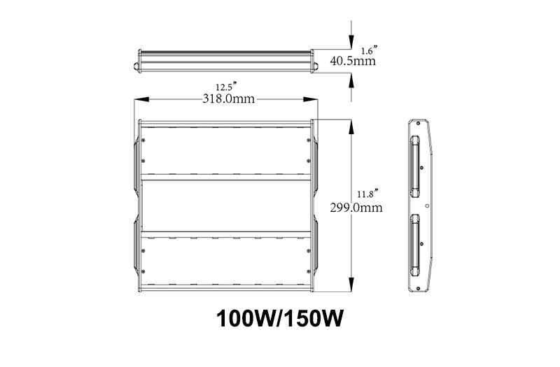 NEW 150W K5-B LED Linear High Bay Light dimension