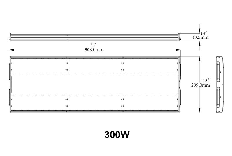 NEW 300W K5-B LED Linear High Bay Light dimension