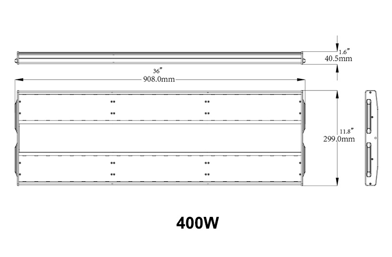 500W LED Linear Warehouse Light dimension