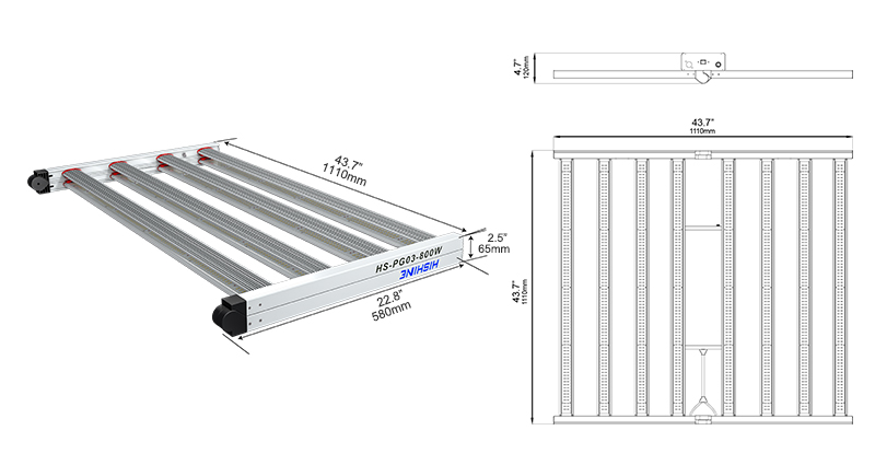 PG03 800W LED Grow Light Specifications