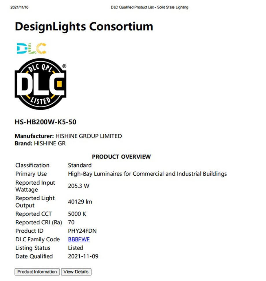 DLC certification of K5 LED linear high bay light