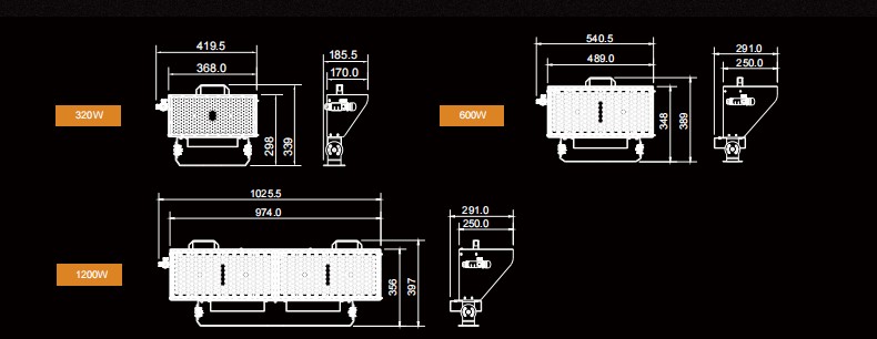 led stadium light size