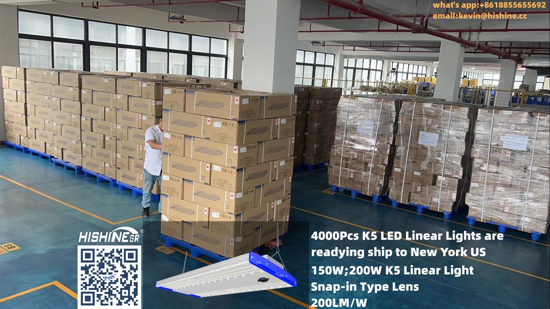 4000Pcs 200W K5 LED Linear Light are Readying to Ship to New York-hishine