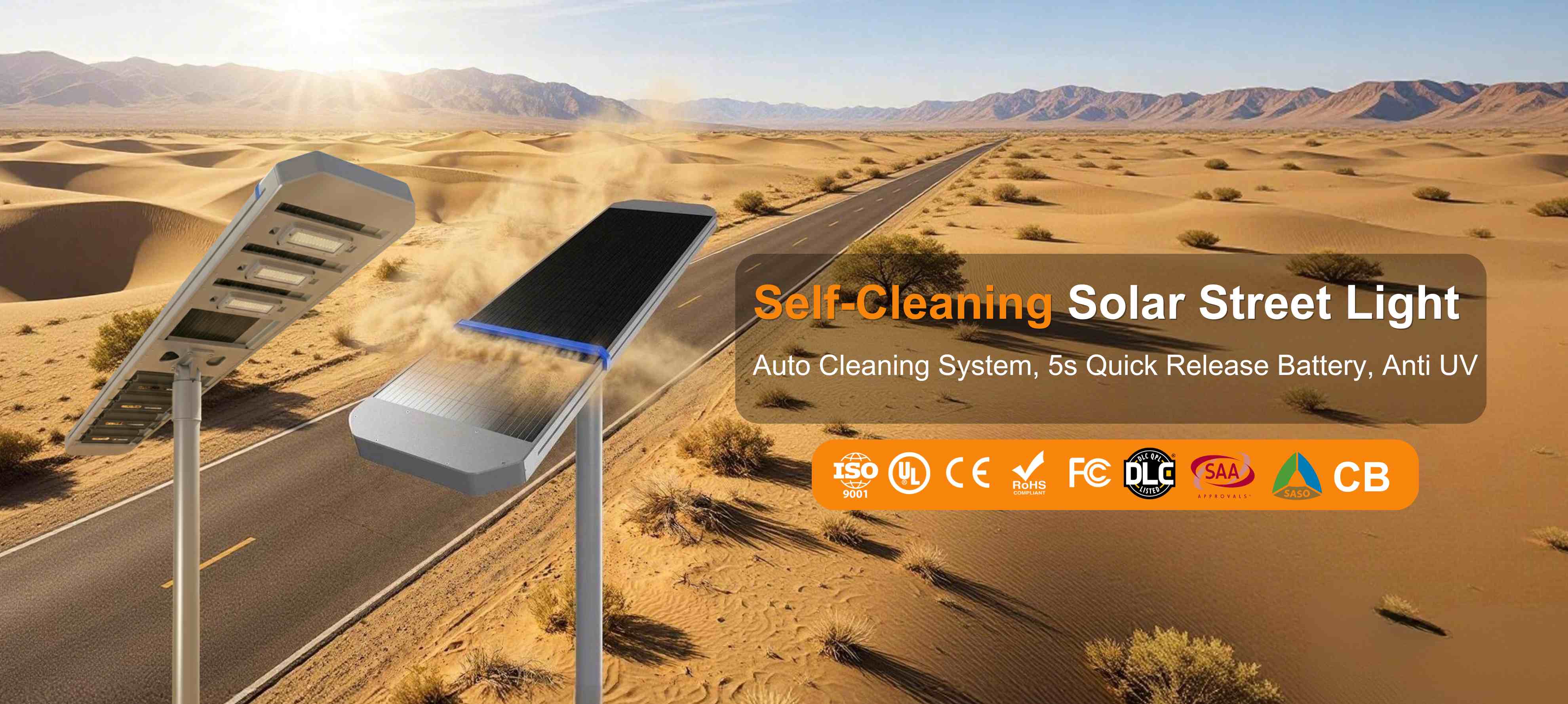Auto Cleaning Solar Street Light