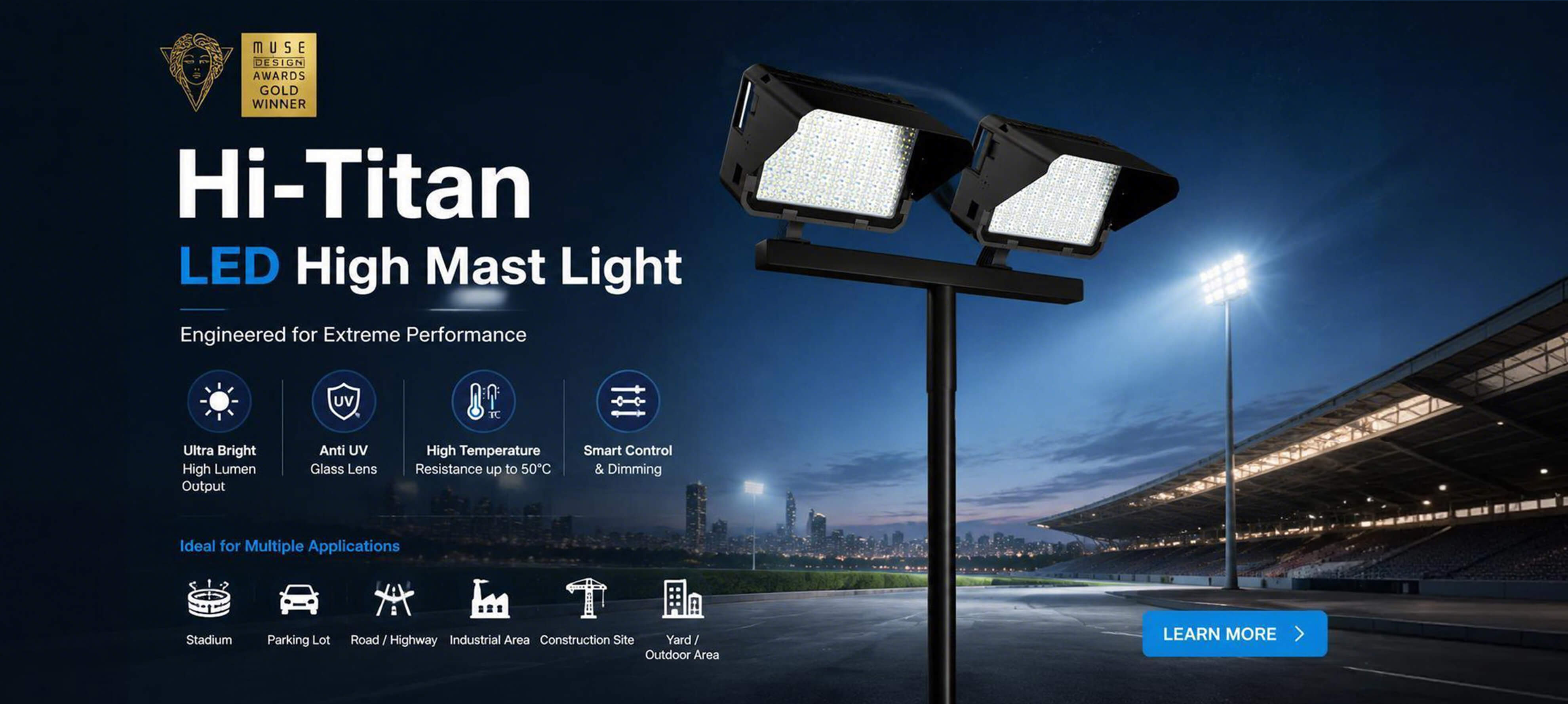Tempered Glass High Mast Light